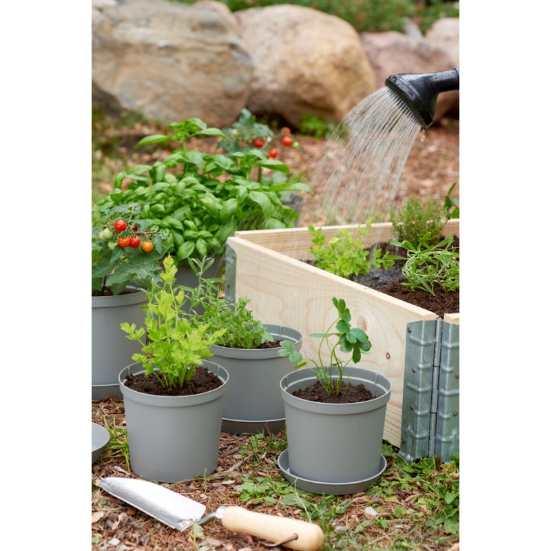 orthex Cultivate pot de fleur, gris, diamètre 24 cm, plastique recyclé